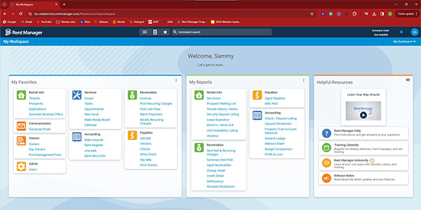 Rent Manager Express My Workspace Screenshot