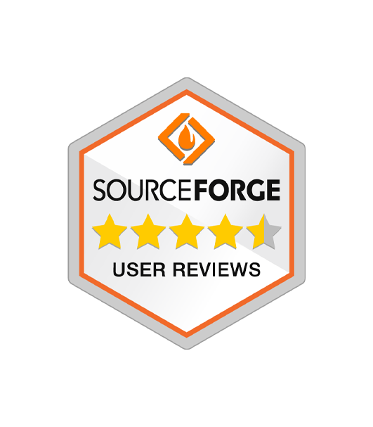 SourceForge user review badge showing 4.5 stars