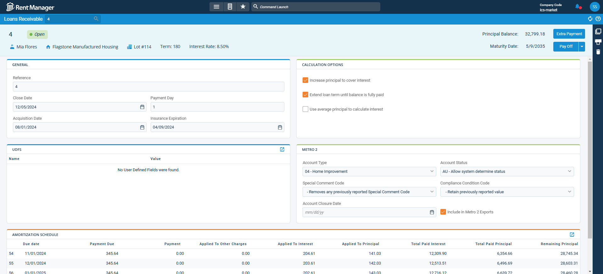 Loans Receivable screen within Loan Manager