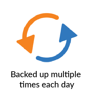 Arrow cycle icon with caption backed up multiple times each day
